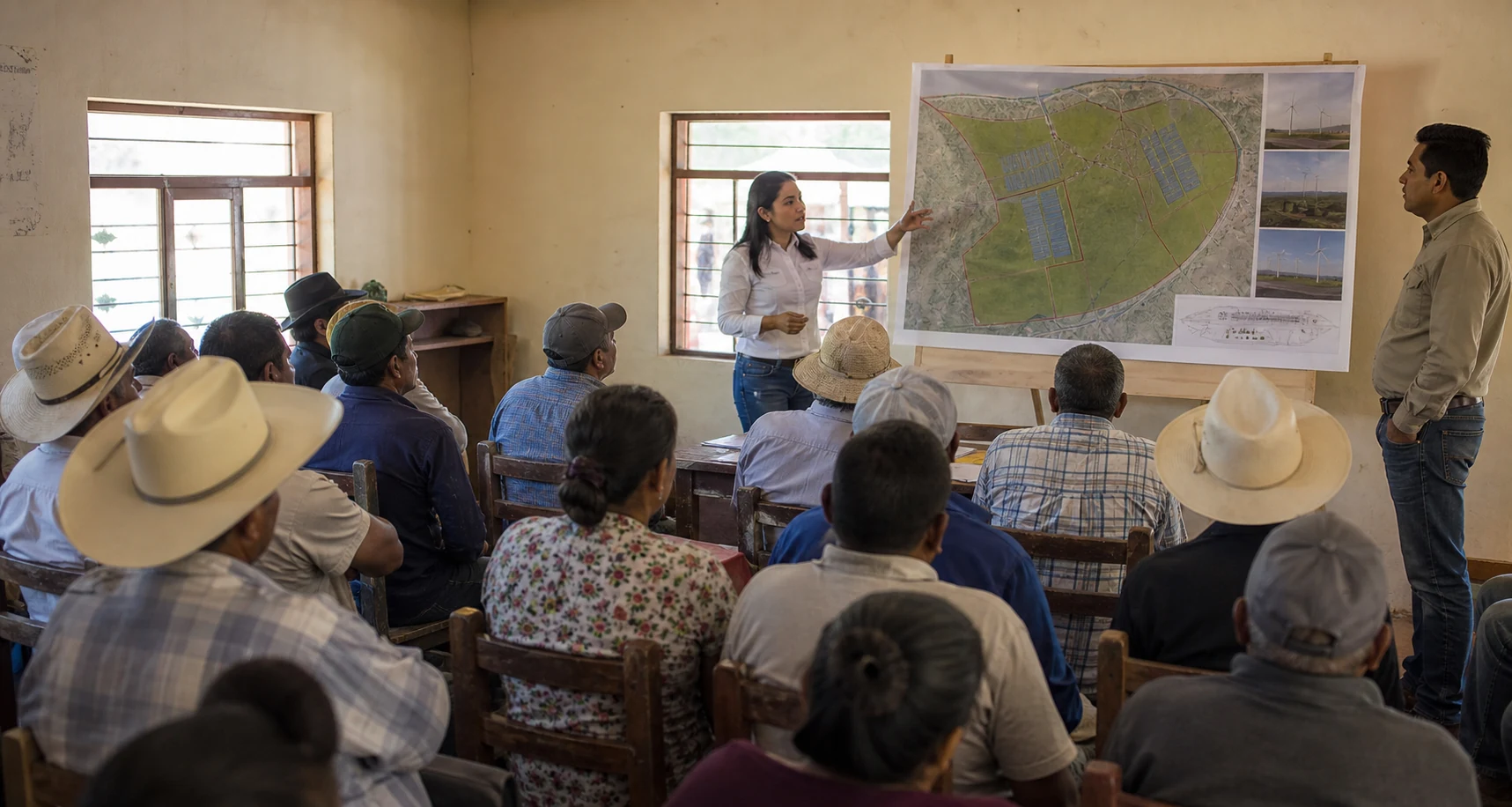 Reunión informativa con ejidatarios y propietarios sobre un proyecto renovable